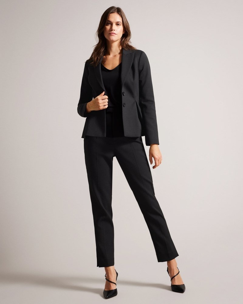 Black Women's Ted Baker Philiya Single Breasted Peplum Jacket Price In India | V5Y-7143