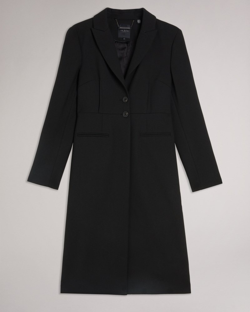 Black Women's Ted Baker Remmiaa City Coat with Metal Hardware Price In India | R2P-0474