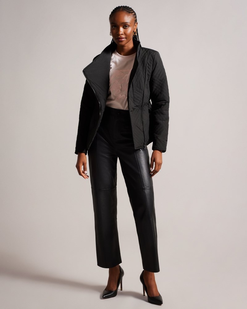 Black Women's Ted Baker Rosemia Padded Short Wrap Coat Price In India | U8L-3886