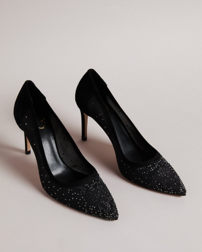 Black Women's Ted Baker Ryalay 105mm Diamante Court Shoe Price In India | D3F-4557