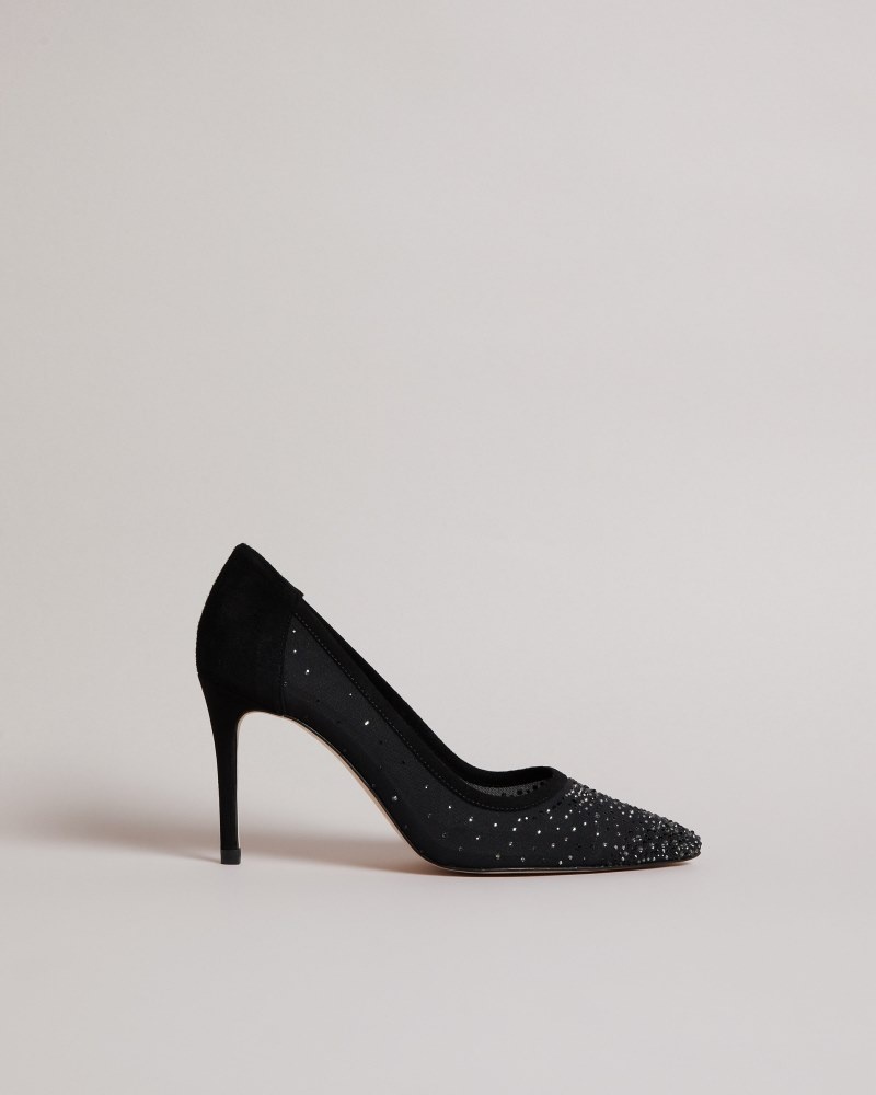 Black Women\'s Ted Baker Ryalay 105mm Diamante Court Shoe Price In India | D3F-4557