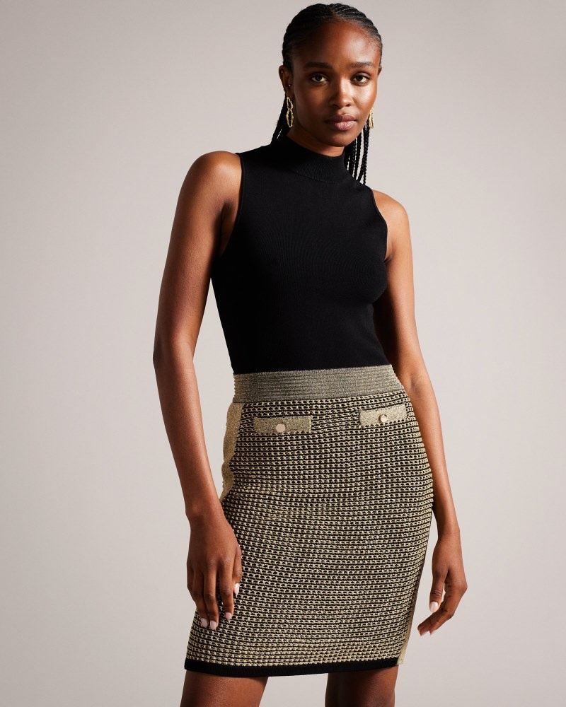 Black Women\'s Ted Baker Sanriia Stitch Detail Knitted Mini Dress Price In India | C1V-4552