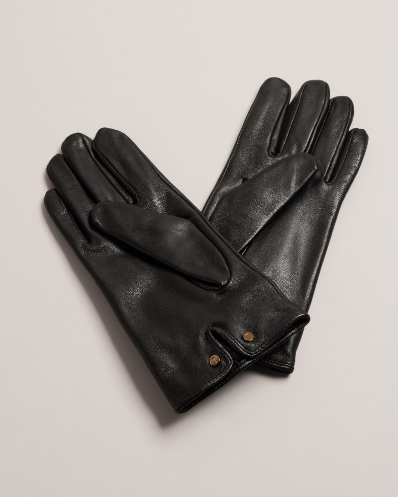 Black Women's Ted Baker Sophiis Bow Embellished Leather Gloves Price In India | A7Q-4544