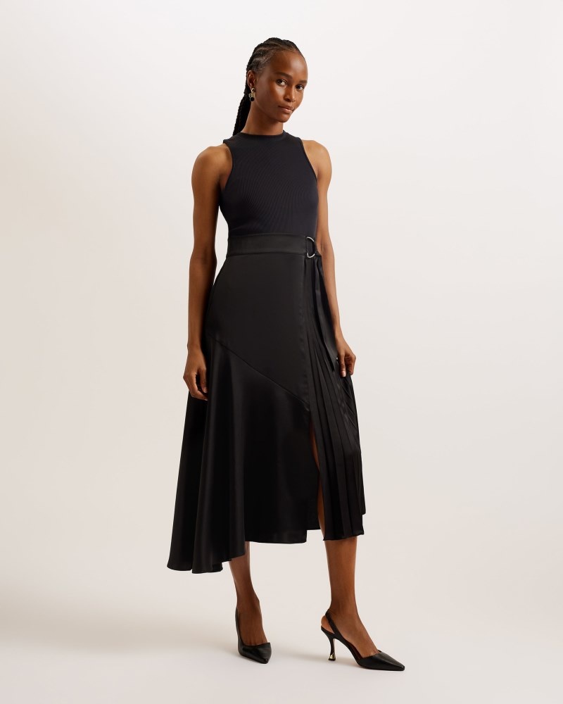 Black Women\'s Ted Baker Wiiloww Mockable Dress With Racer Bodice Dress Price In India | X5B-3011