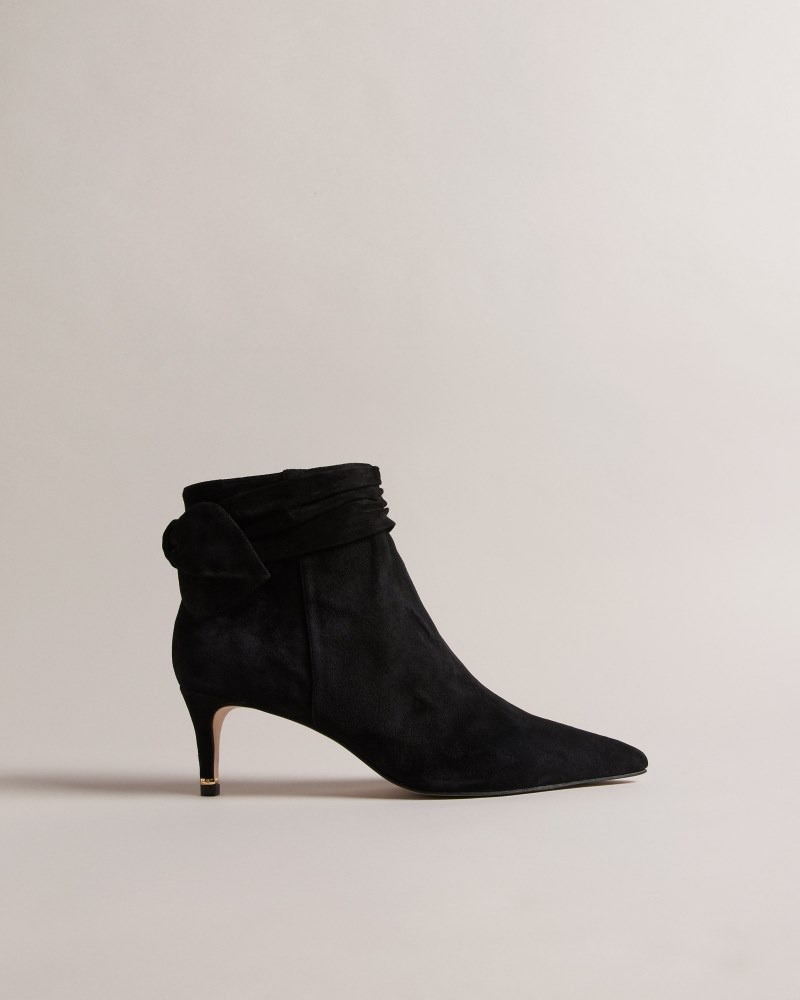 Black Women's Ted Baker Yona Suede Bow Detail Ankle Boots Price In India | E1Z-8398