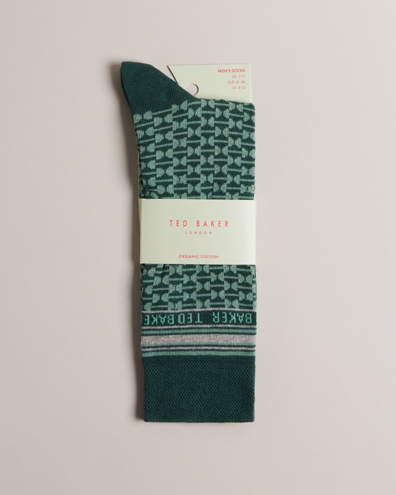 Blue Men's Ted Baker Bakeing Geometric Pattern Sock Price In India | G1L-2444