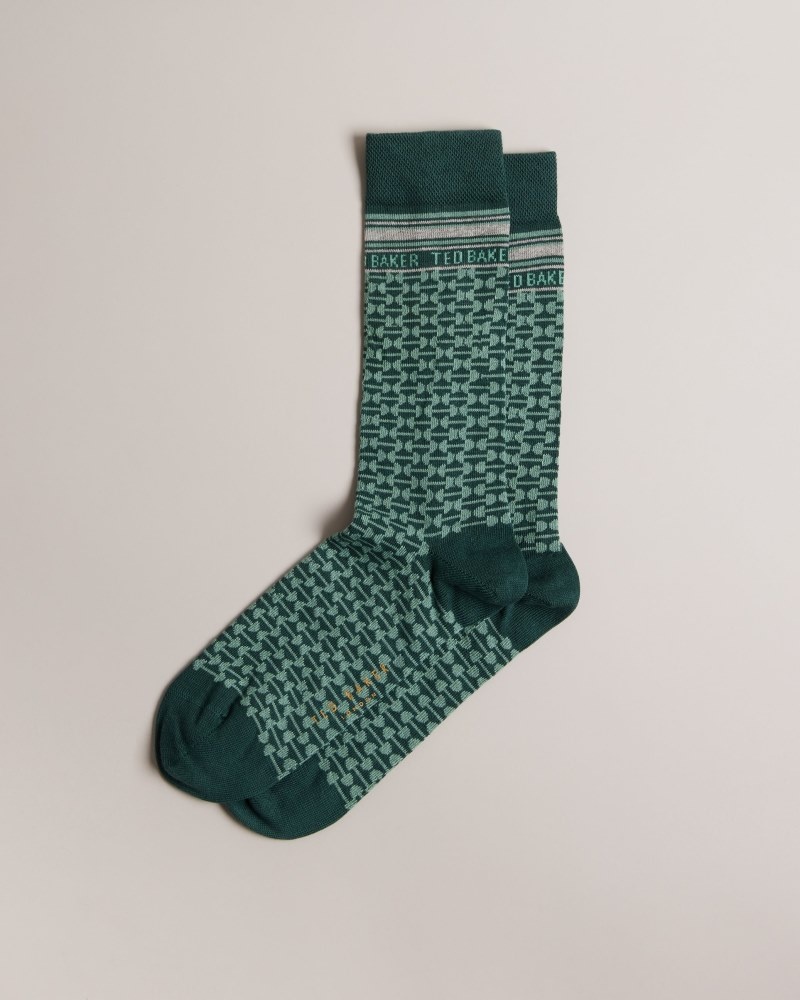 Blue Men's Ted Baker Bakeing Geometric Pattern Sock Price In India | G1L-2444