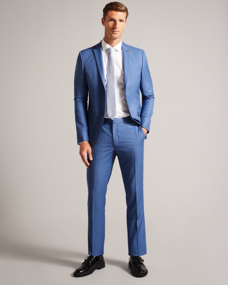 Blue Men\'s Ted Baker Dorsets Smoke Blue Pick Trouser Suits Price In India | I9Z-9300