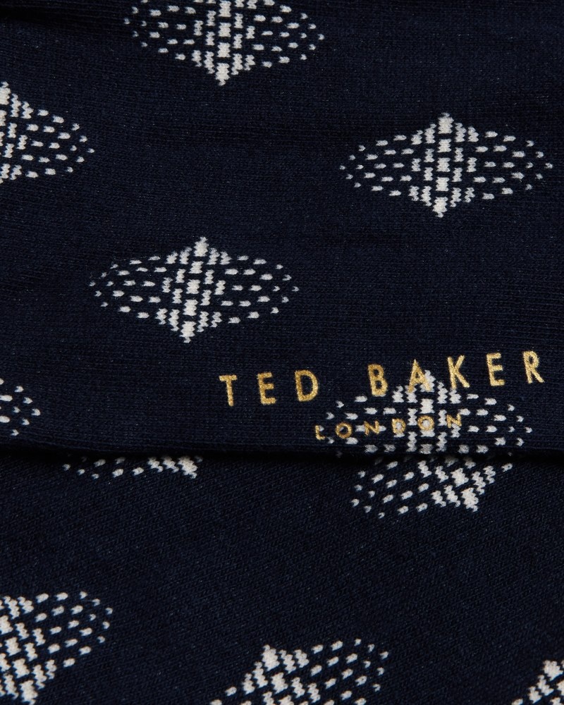 Blue Men's Ted Baker Drenchd Geometric Pattern Sock Price In India | D0U-8760