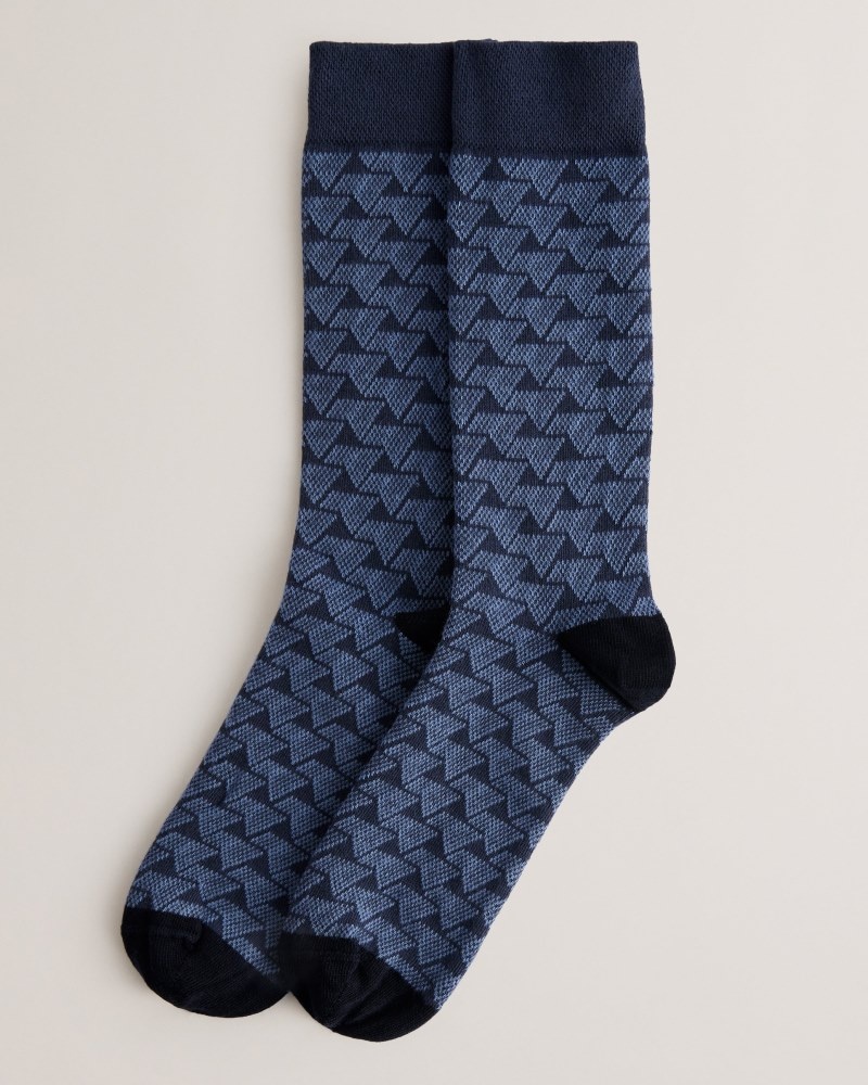 Blue Men's Ted Baker Sokksev Patterned Sock Price In India | A5H-7925