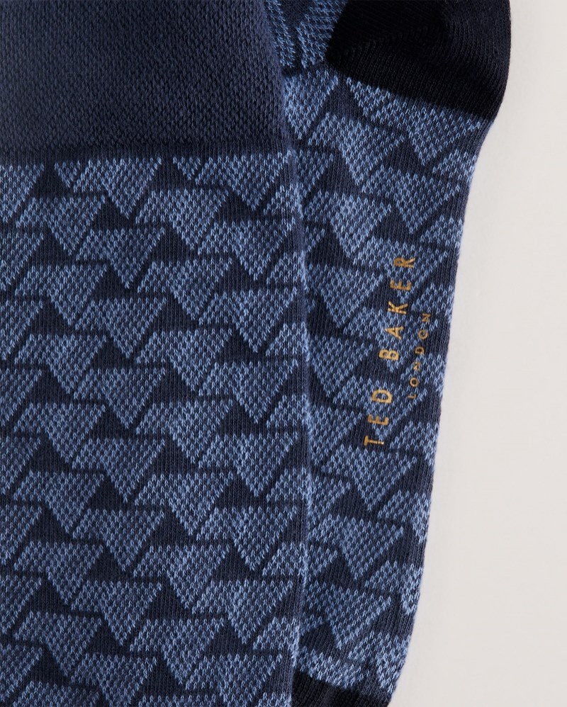 Blue Men's Ted Baker Sokksev Patterned Sock Price In India | A5H-7925