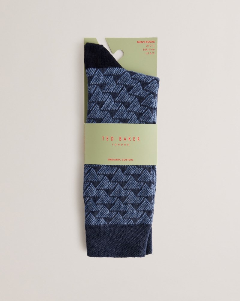 Blue Men\'s Ted Baker Sokksev Patterned Sock Price In India | A5H-7925