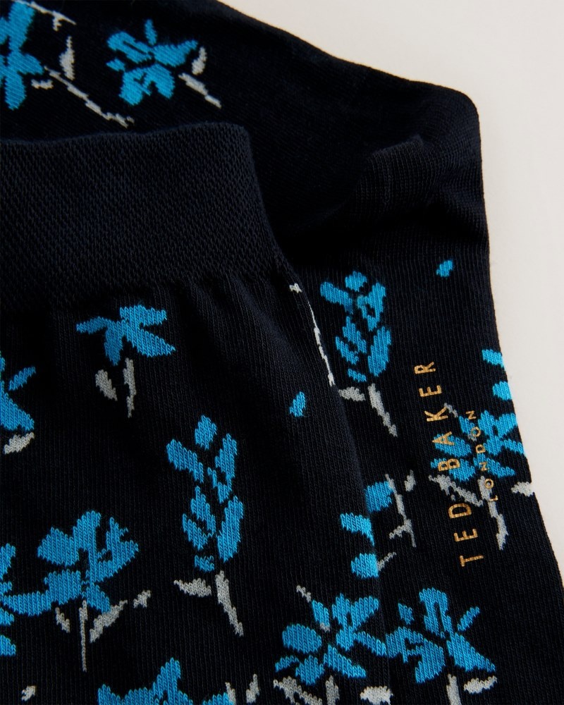 Blue Men's Ted Baker Sokkten Floral Pattern Sock Price In India | I3P-7022