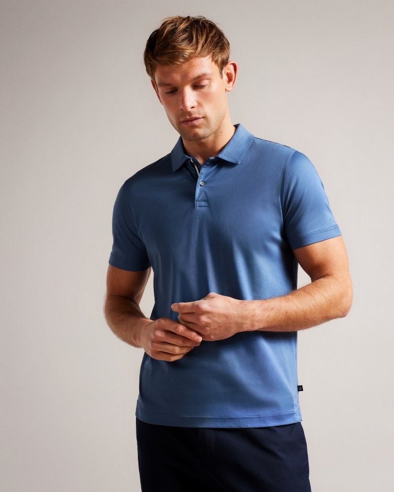 Blue Men's Ted Baker Zeiter SS Slim Soft Touch Polo Shirt Price In India | S6P-3917