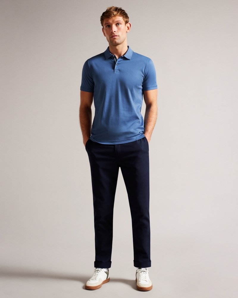 Blue Men's Ted Baker Zeiter SS Slim Soft Touch Polo Shirt Price In India | S6P-3917