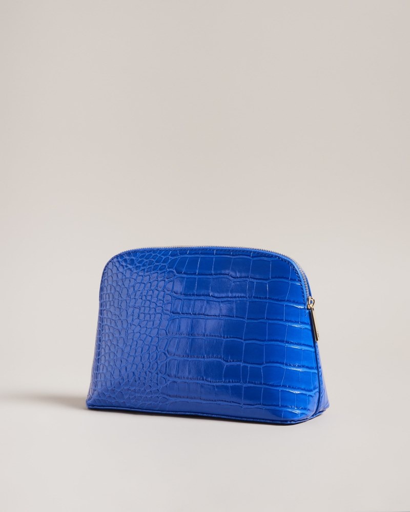 Blue Women's Ted Baker Crocala Croc Detail Debossed Makeup Bag Price In India | O9B-4628