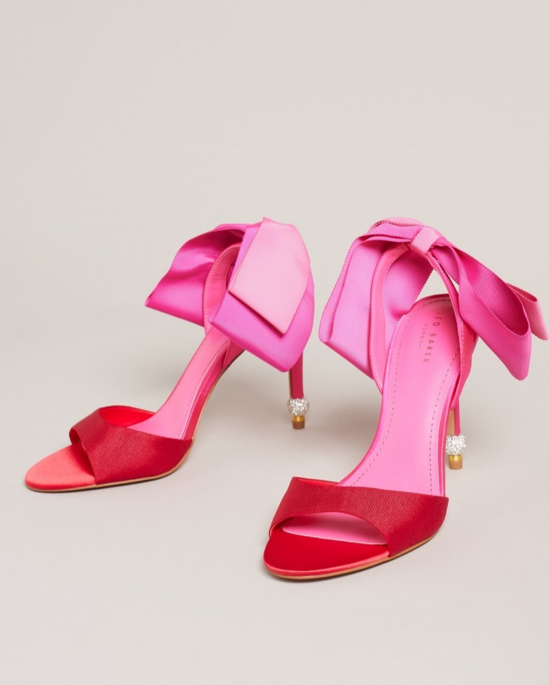 Bright Pink Women's Ted Baker Harinas Oversized Bow Back Sandals Price In India | Y1L-8825