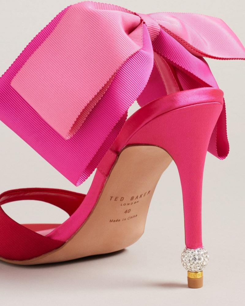 Bright Pink Women's Ted Baker Harinas Oversized Bow Back Sandals Price In India | Y1L-8825