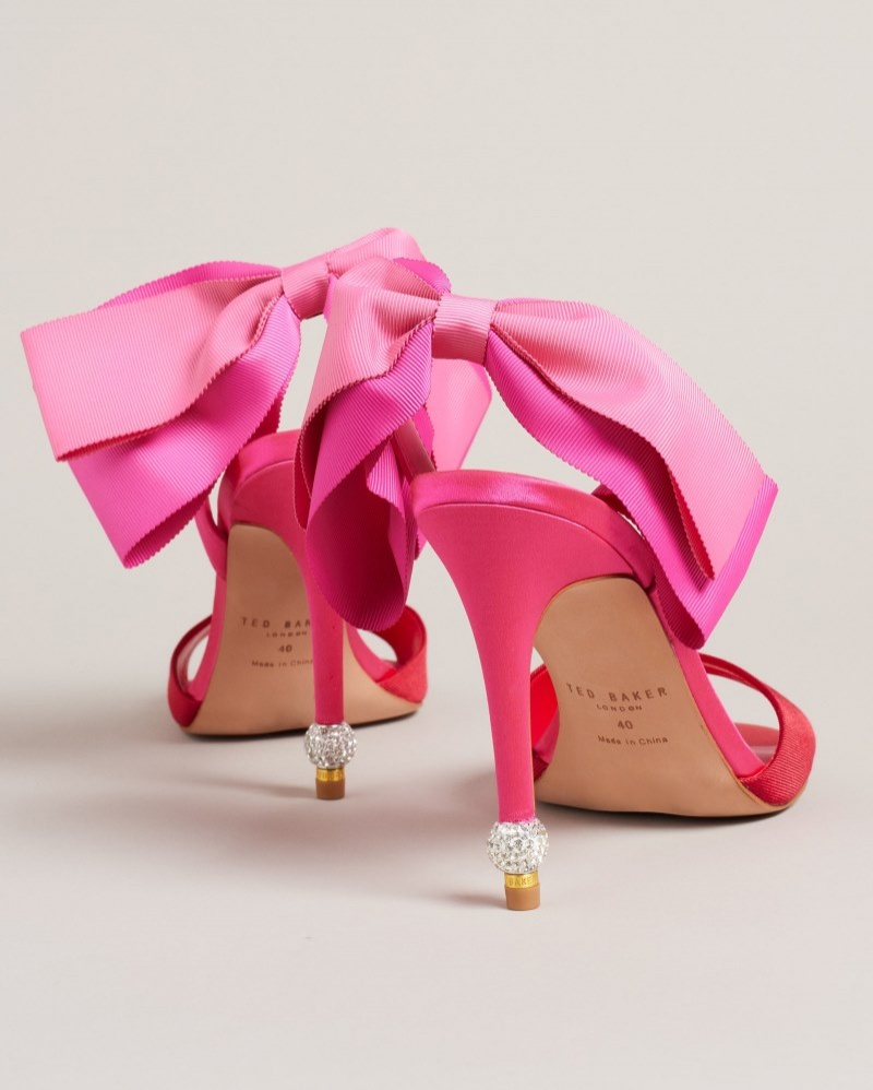 Bright Pink Women's Ted Baker Harinas Oversized Bow Back Sandals Price In India | Y1L-8825