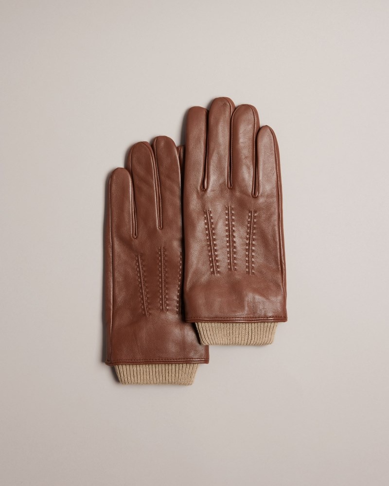 Brown Men's Ted Baker Ballat Leather Glove Gloves Price In India | I3K-1696