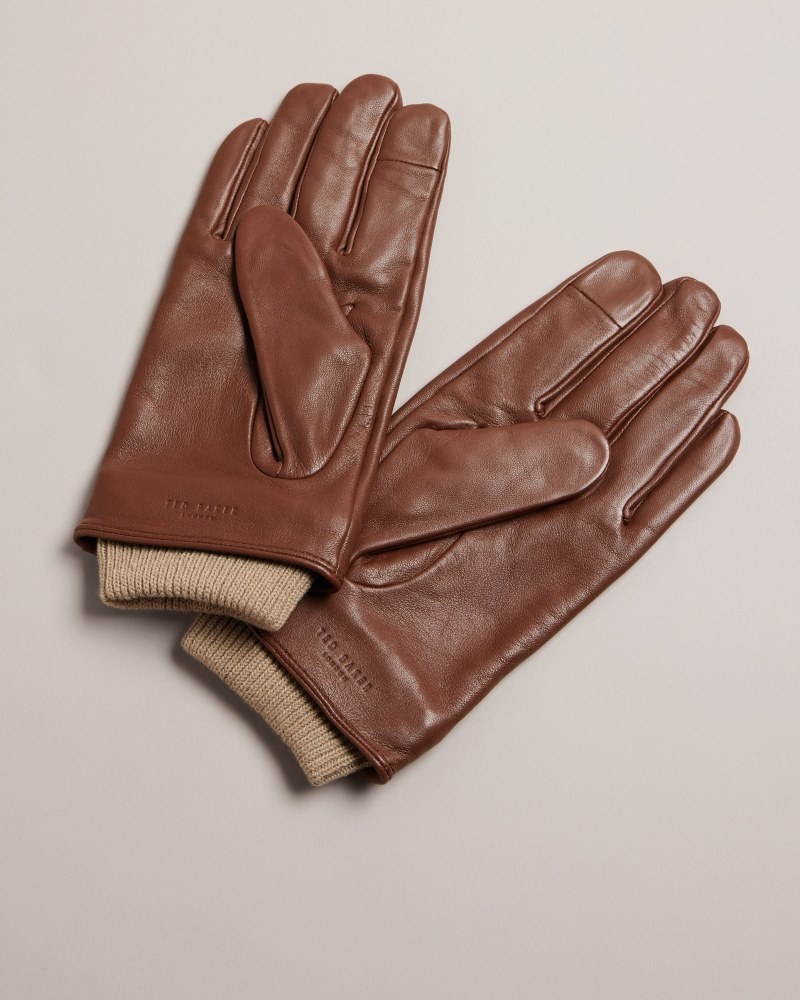 Brown Men's Ted Baker Ballat Leather Glove Gloves Price In India | I3K-1696