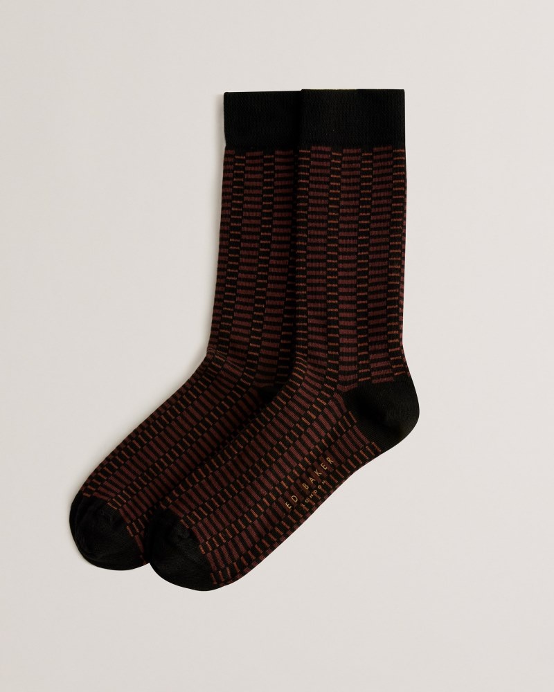 Brown Men's Ted Baker Sokkone Patterned Sock Price In India | F2X-7159