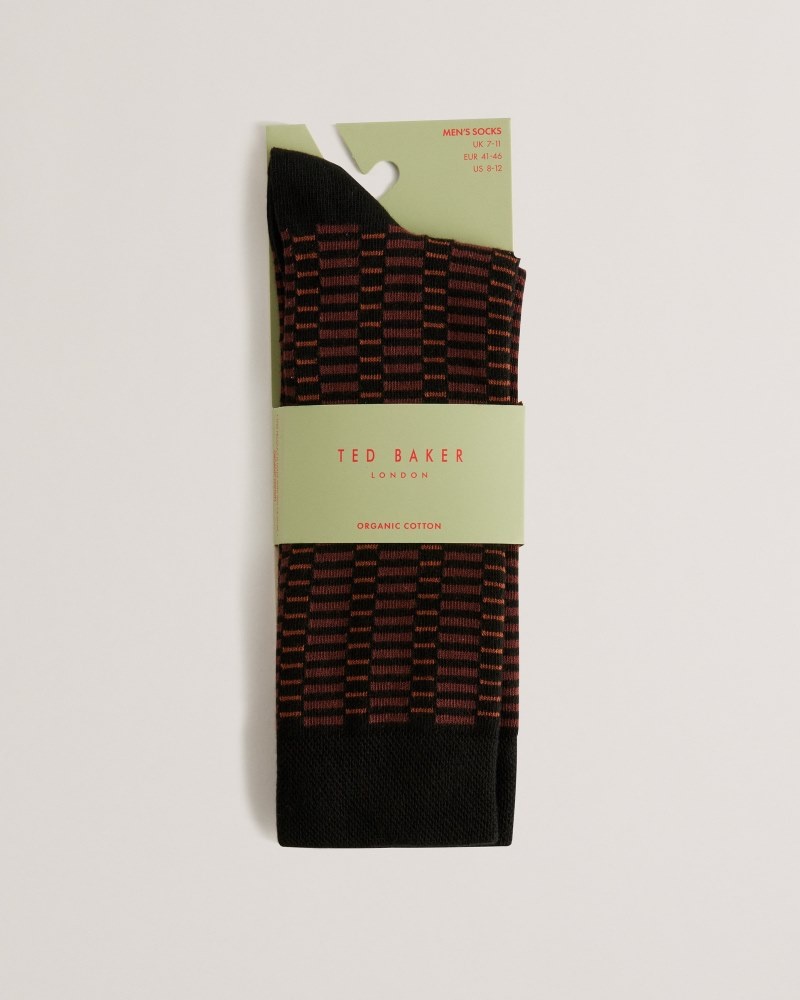 Brown Men\'s Ted Baker Sokkone Patterned Sock Price In India | F2X-7159