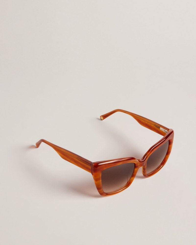 Brown Women's Ted Baker Hyatts Chunky Cat Eye Frame Sunglasses Price In India | N4M-1267