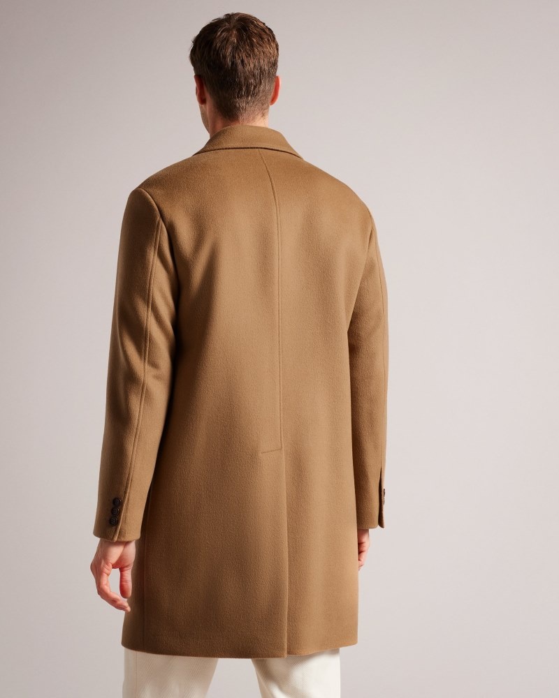 Camel Men's Ted Baker Raydon Pure Wool Single Breasted Overcoat Price In India | X6J-7742