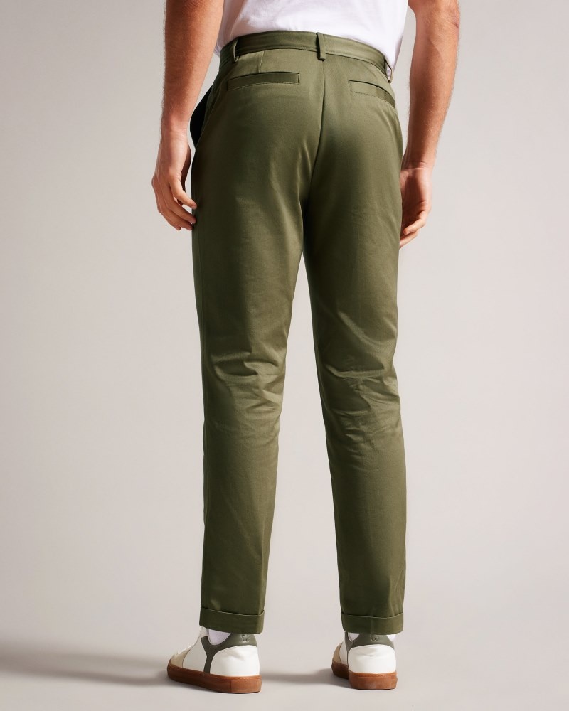 Dark Green Men's Ted Baker Luciant Slim Fit Twill Trousers Price In India | P8H-7239