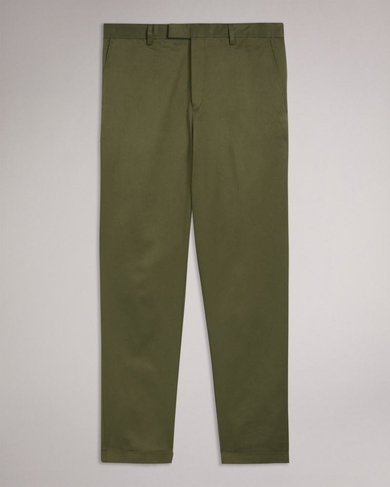 Dark Green Men's Ted Baker Luciant Slim Fit Twill Trousers Price In India | P8H-7239