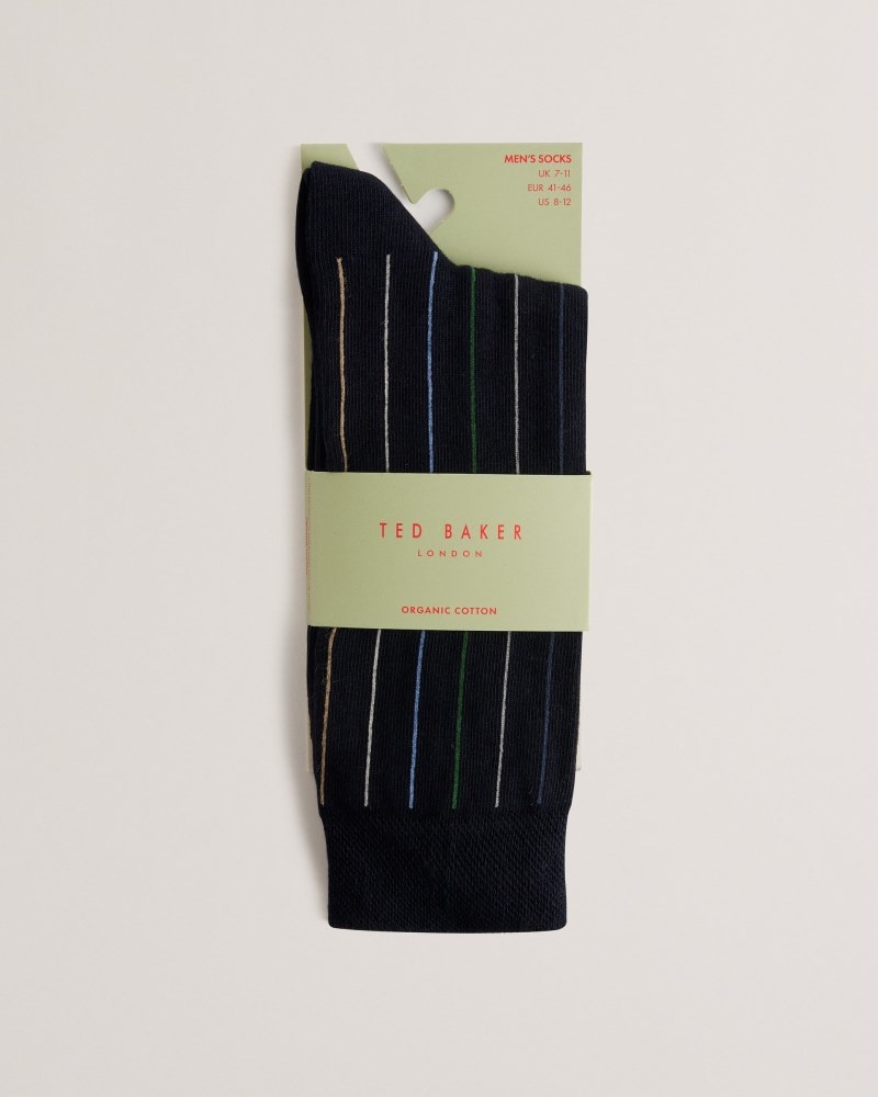 Dark Green Men's Ted Baker Sokkthr Vertical Stripe Sock Price In India | X0A-1359