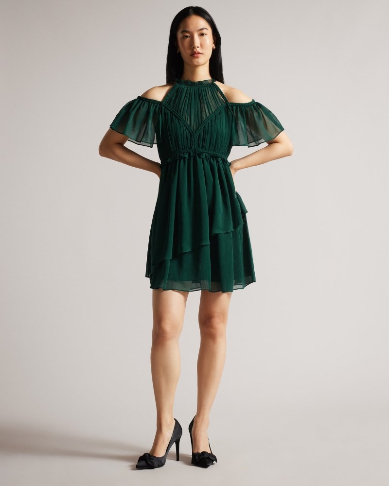 Dark Green Women's Ted Baker Poppio Rope Detail Mini Dress Price In India | C1C-1885