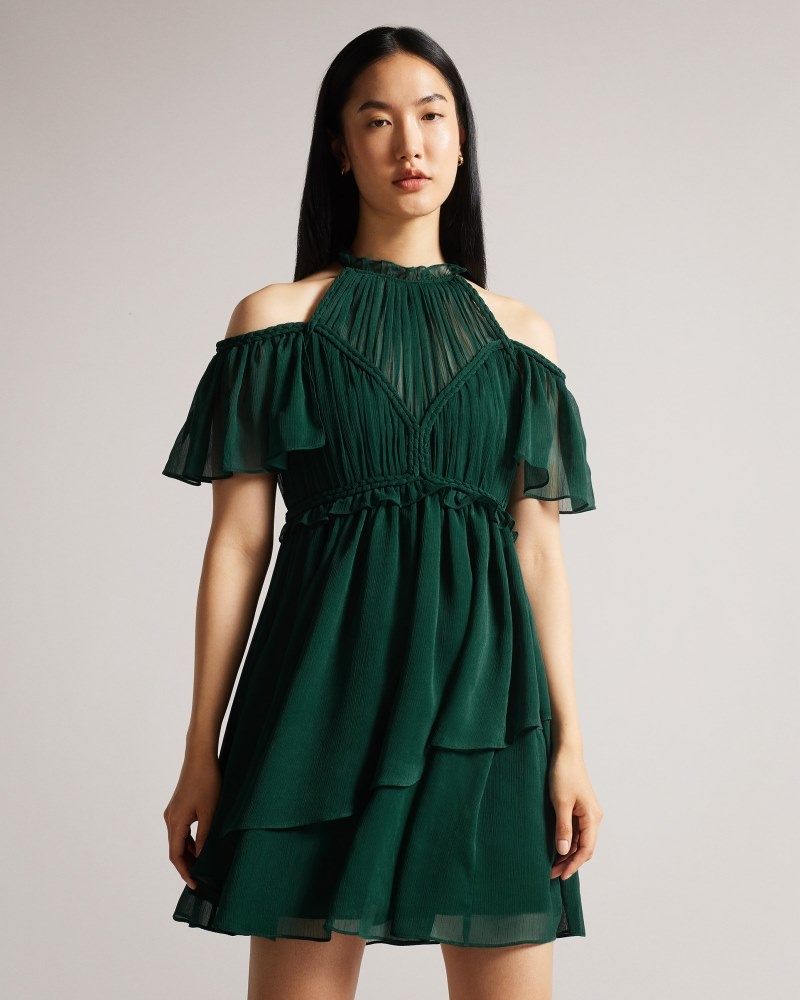 Dark Green Women\'s Ted Baker Poppio Rope Detail Mini Dress Price In India | C1C-1885