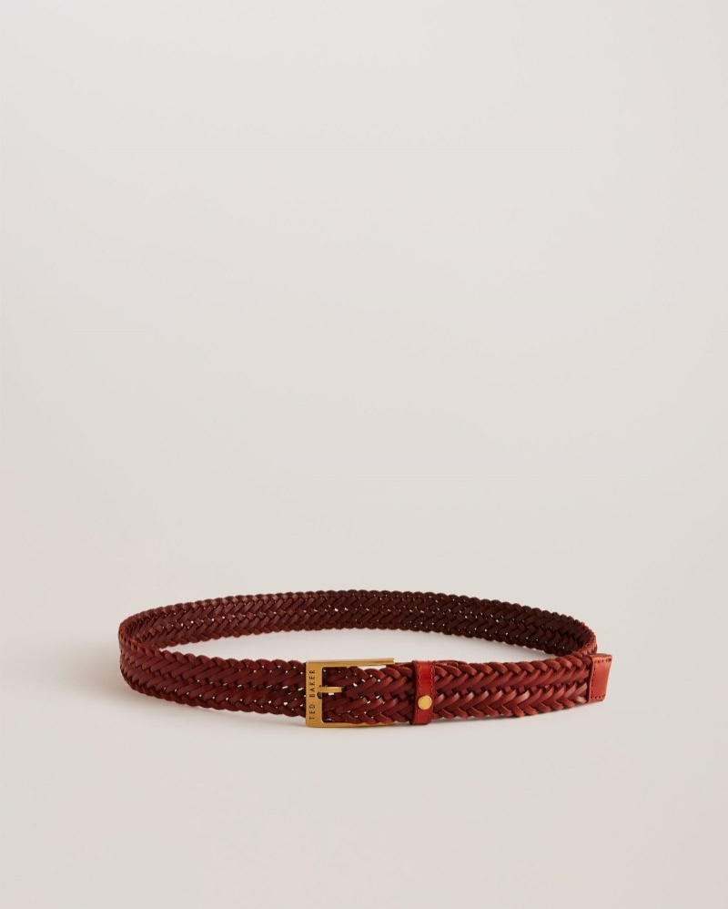 Green Men's Ted Baker Braidie Braided Leather Belt Price In India | R2M-8183