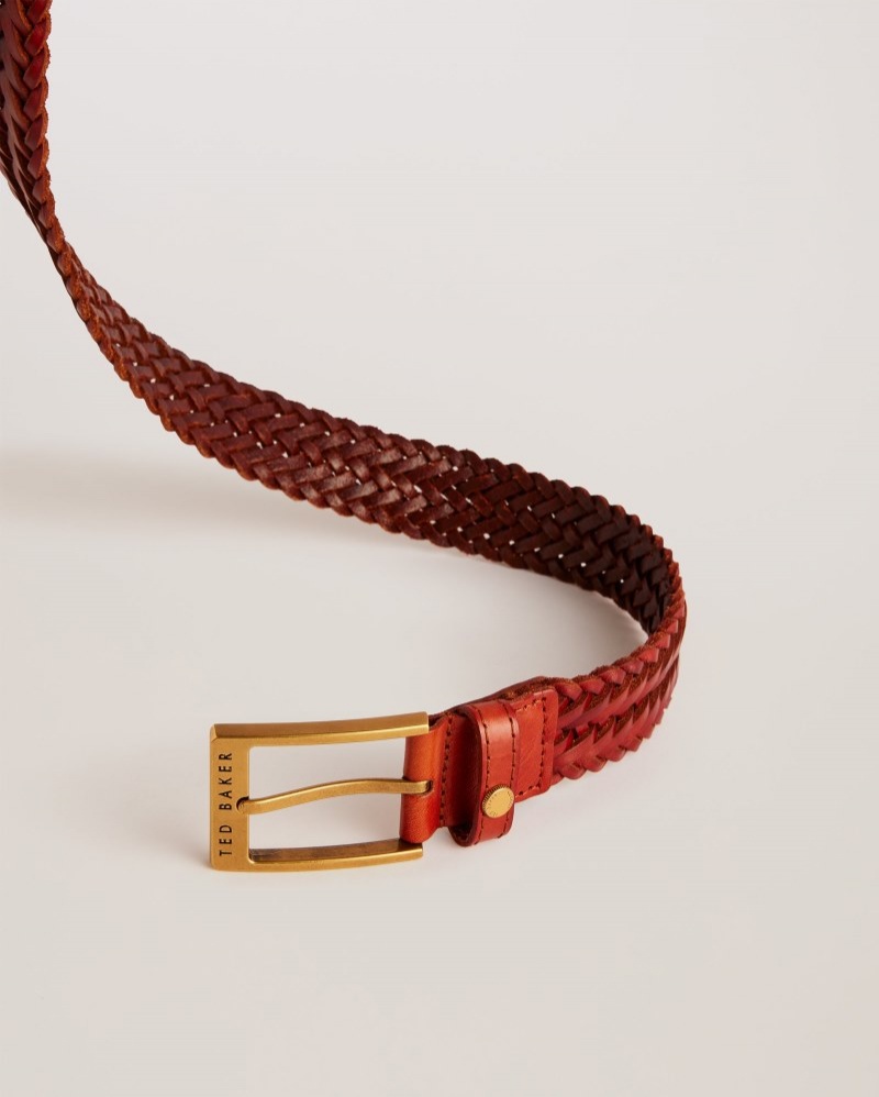 Green Men's Ted Baker Braidie Braided Leather Belt Price In India | R2M-8183