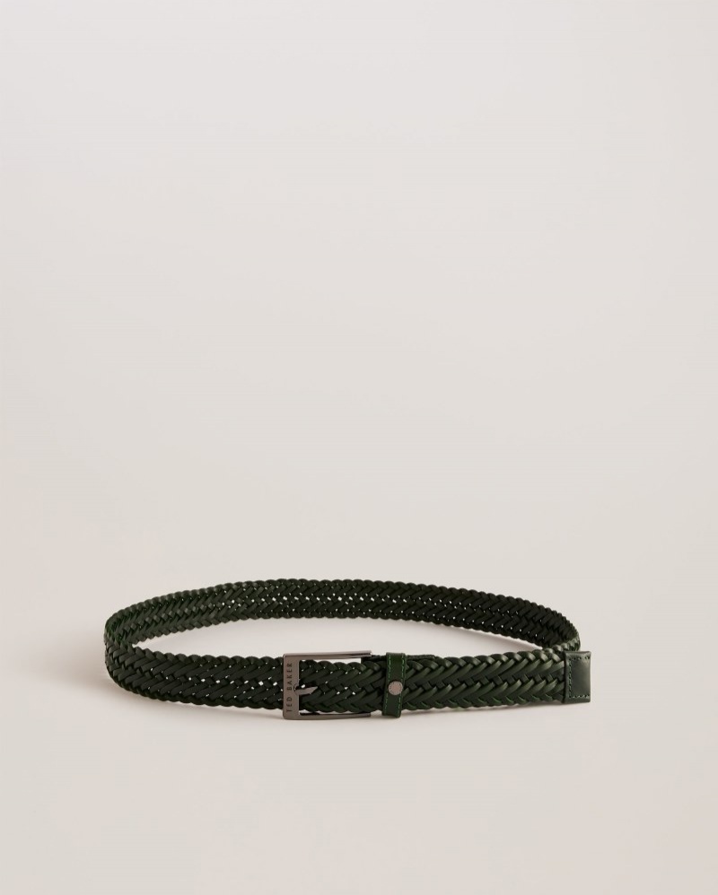 Green Men\'s Ted Baker Braidie Braided Leather Belt Price In India | R2M-8183