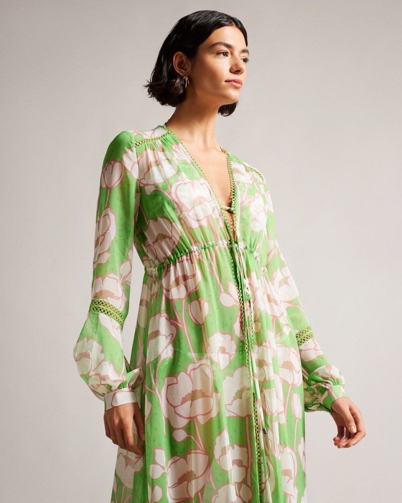 Green Women's Ted Baker Elisiia High Low Hem Cover Up Dress Price In India | Q9L-8711