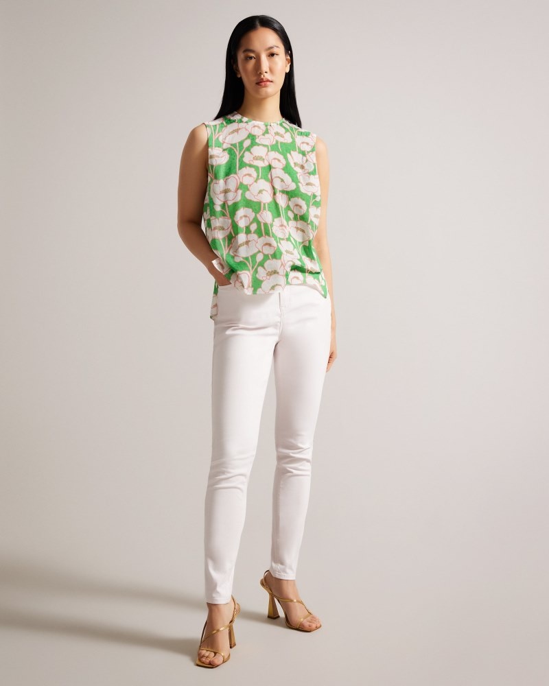 Green Women's Ted Baker Kelany Short Sleeve Top with Shoulder Detail Tops Price In India | A0W-4632