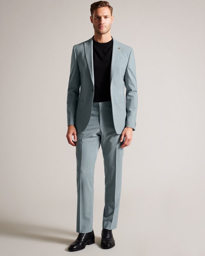 Grey Men's Ted Baker Benonjs Seafoam Sharkskin Jacket Suits Price In India | S4C-3955