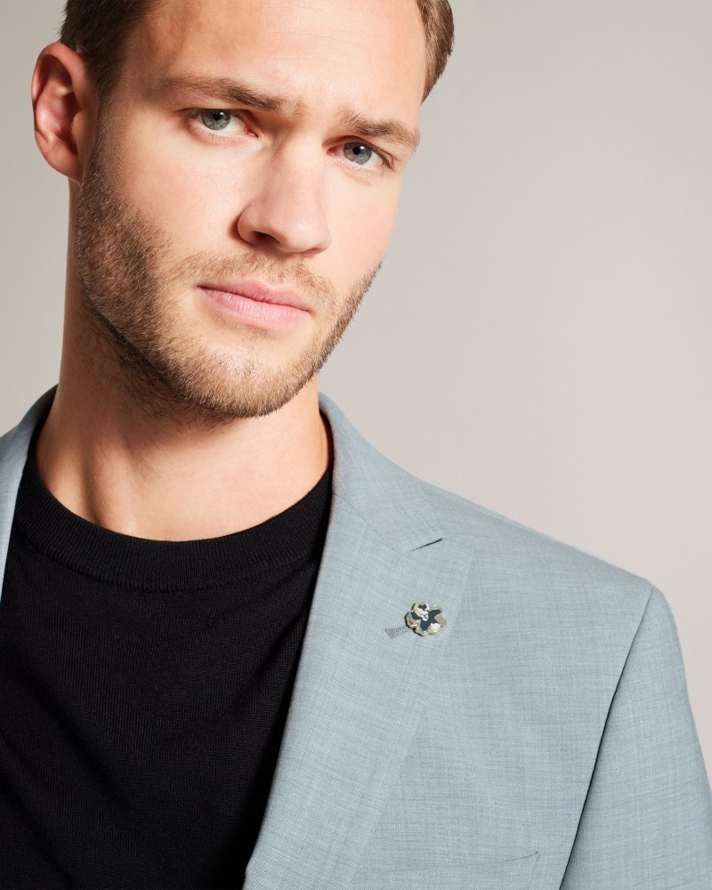 Grey Men's Ted Baker Benonjs Seafoam Sharkskin Jacket Suits Price In India | S4C-3955