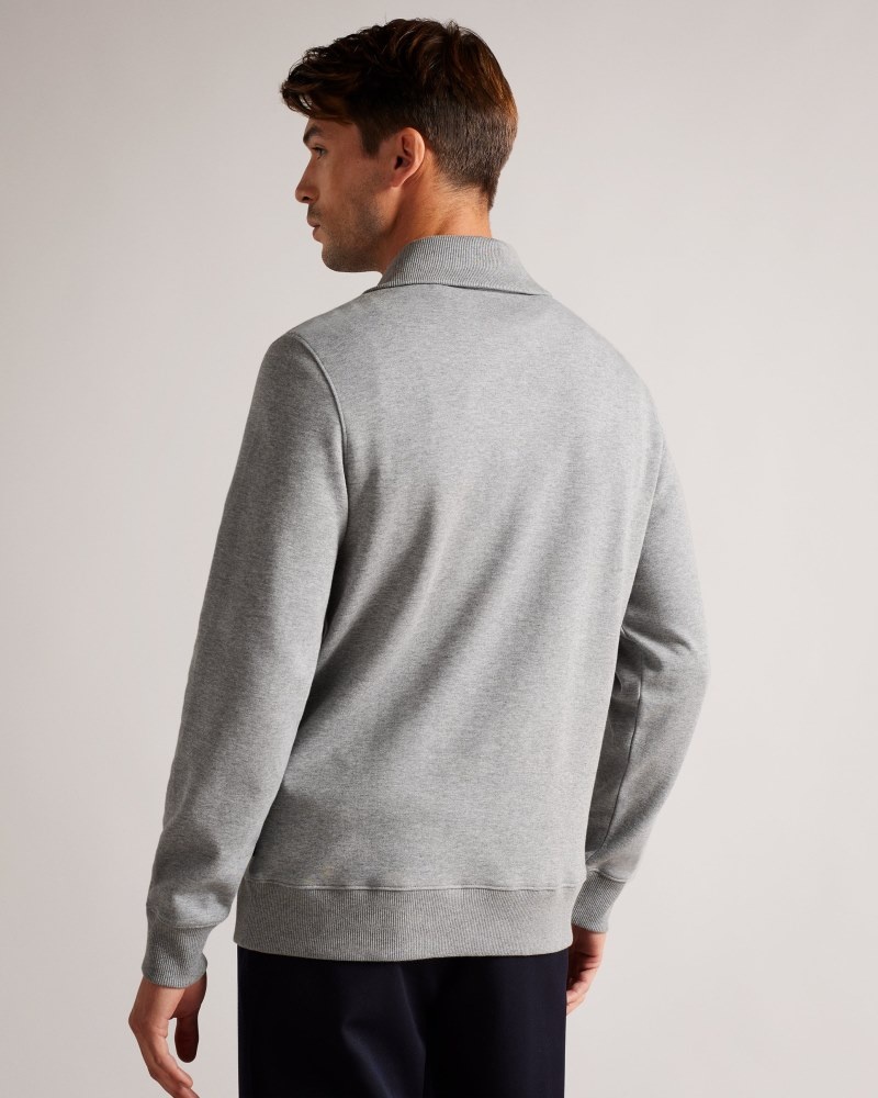 Grey Men's Ted Baker Ecos LS Regular Zip Funnel Neck Sweaters Price In India | F4U-7673