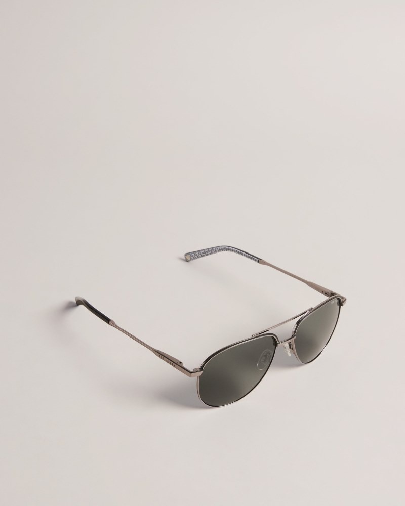 Grey Men's Ted Baker Greyavi Metal Aviator Sunglasses Price In India | G8W-8884