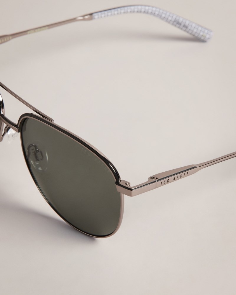 Grey Men's Ted Baker Greyavi Metal Aviator Sunglasses Price In India | G8W-8884