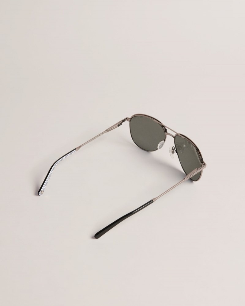 Grey Men's Ted Baker Greyavi Metal Aviator Sunglasses Price In India | G8W-8884