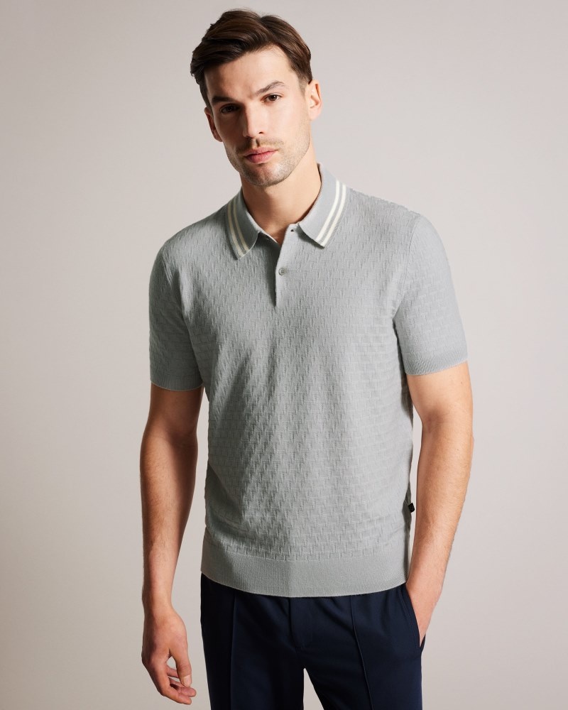 Grey Men's Ted Baker Mahana SS Regular T Stitched Polo Shirt Price In India | Q6J-7896