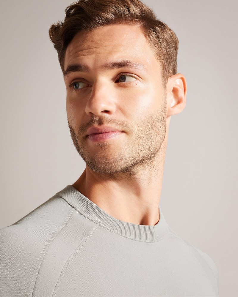 Grey Men's Ted Baker Maywo LS Saddle Shoulder Crew Neck Sweaters Price In India | H9S-8173