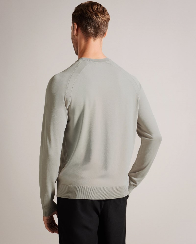 Grey Men's Ted Baker Maywo LS Saddle Shoulder Crew Neck Sweaters Price In India | H9S-8173