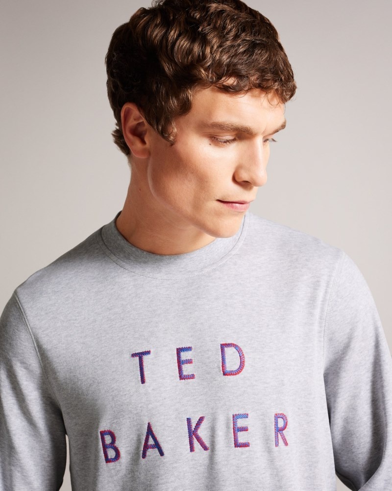 Grey Men's Ted Baker Sonics LS Regular Branded Sweat Sweaters Price In India | G4S-3382