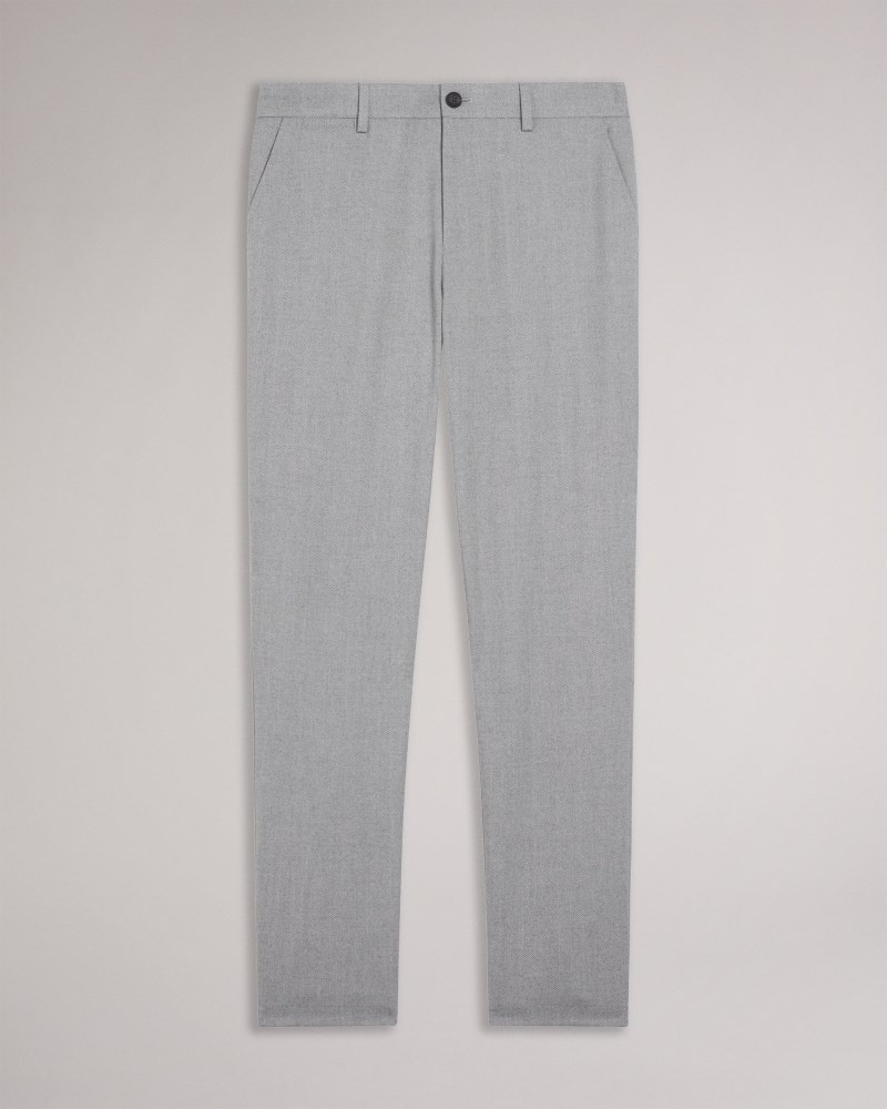 Grey Men's Ted Baker Verane Slim Fit Herringbone Trousers Price In India | E2Z-7749